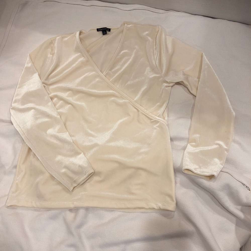 Ivory j.crew mercantile wrap blouse top large
